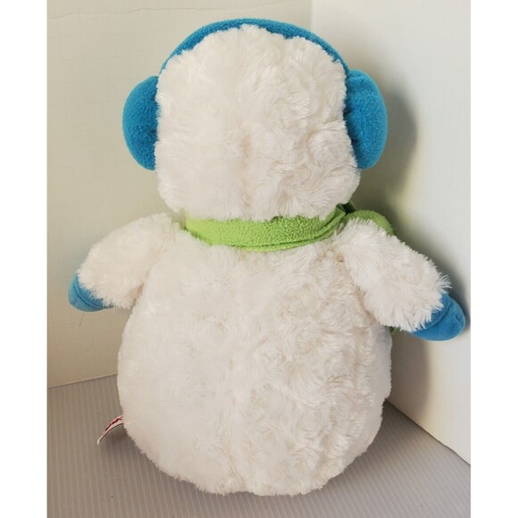 Aurora Bundled Up Snowman Blue Green Plush 10" Stuffed Animal Toy Scarf Earmuffs - Picture 5 of 8
